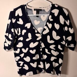 INC International Concepts Blue and White Heart Pattern Sweater